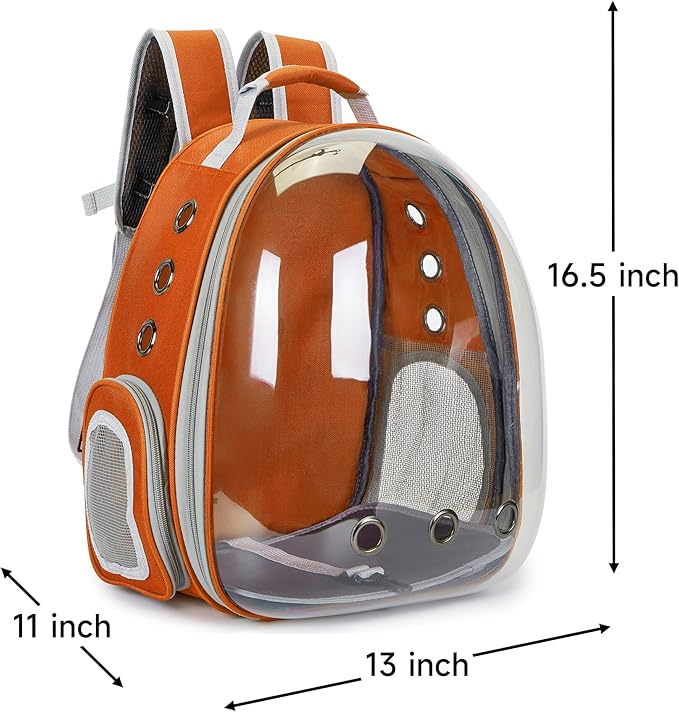 Cat Bubble Backpack Carrier for Small Medium Dogs Cats Carrying Bag, Airline Approved Pet Travel Carrying Bag Dog Hiking Walking Outdoor Backpack (Orange)