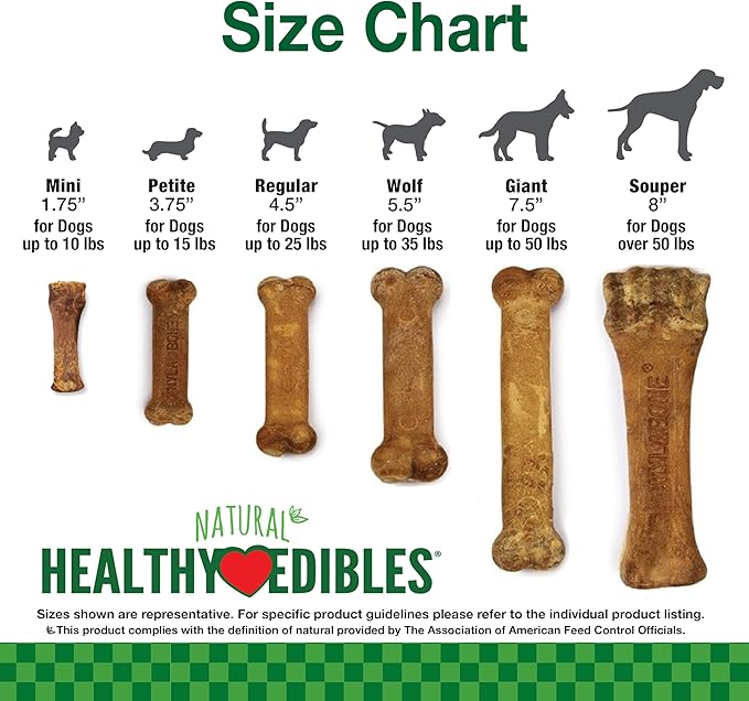 Nylabone Healthy Edibles Natural Dog Chews, Long Lasting Bones for Dogs, Peanut Butter Flavor Dog Treats, X-Large (1 Count)