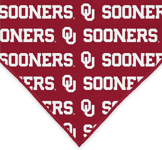 Oklahoma Sooners Officially Licensed Bandana for Dogs and Cats | Fits Pets Great Gift Idea | Easy-to-Tie (Large, 28")