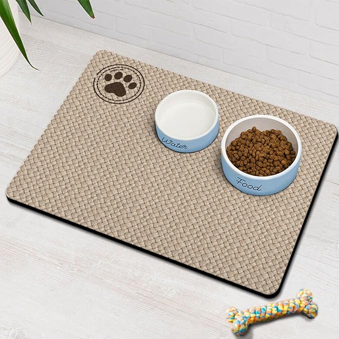 Pet Feeding Mat for Floors Waterproof Dog Mat for Food and Water Absorbent Quick Dry Non Slip mat for Cat Bowls