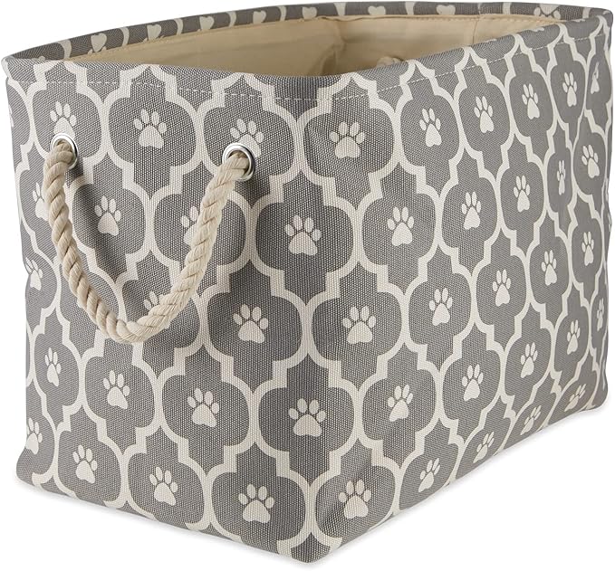Bone Dry Pet Storage Collection Lattice Paw Print, Gray, Medium Rectangle