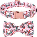 Christmas Dog Collar, Pink Christmas Santa Claus Dog Collar Bow Tie Pet Collars with Bow Adjustable Pet Collars with Premium Metal Buckle Dogs Necklace for X-Large Girl Dogs