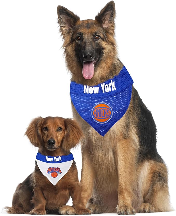 Pets First NBA Dog Bandana - New York Knicks Reversible Pet Bandana. 2 Sided Home & Away Sports Bandana with a PREMIUM Embroidery TEAM Logo, Large/X-Large