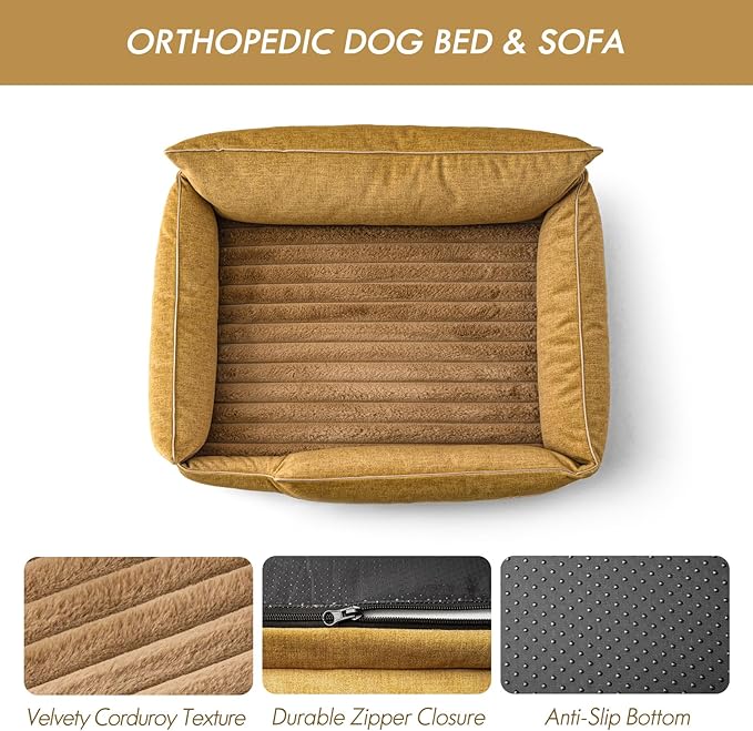 ClevaHome Comfort Orthopedic Dog Sofa Bed for Small Dogs and Cats – Water-Resistant, Washable Cover & Nonslip Bottom, Orthopedic Egg-Crate Foam Design