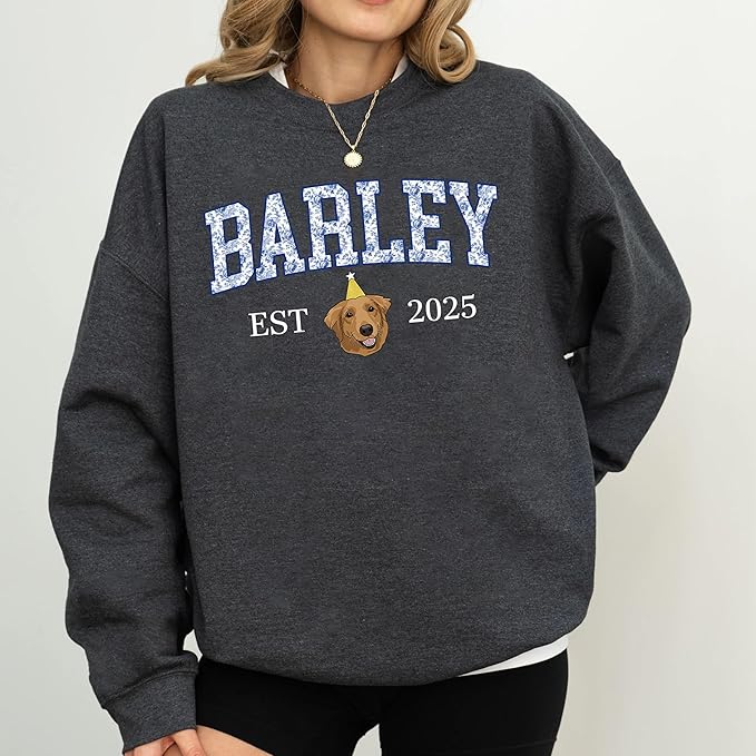 Custom Pet Sweatshirts with Photo and Name, Personalized Dog Sweatshirt, Gifts for Dog Mom, Dad