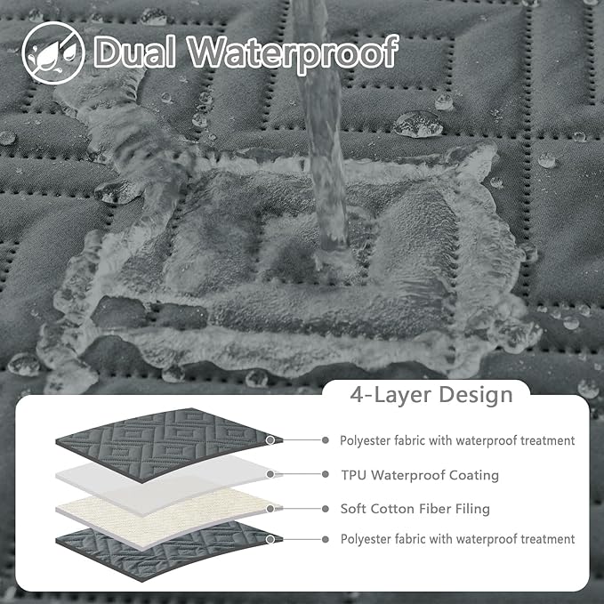 hyha Waterproof Dog Blanket, Soft Dog Bed Cover Pet Blankets, Waterproof Sofa Couch Cover for Dogs Washable, Reversible Pet Couch Covers for Sofa Furniture (52x82 Inch, Dark Grey/Dark Grey)