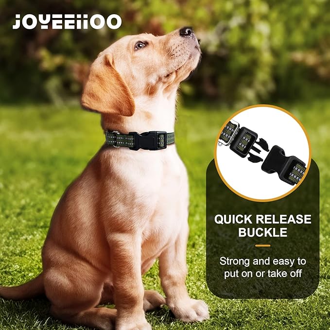 Martingale Dog Collar, Adjustable Nylon Reflective Collar with Quick Release Buckle (Forest Green, Medium)