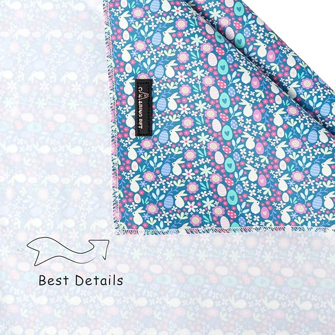 ARING PET Easter Dog Bandanas, Blue Rabbit Egg Pet Bandana Scarf Triangle Bibs for Puppy Small Medium Large Boy Girl Dogs Cats-L