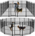 Heavy Duty Dog Playpen: 16 Steel Panels 47" Height, Square Steel Pipe with Reinforced Crossbars, 36FT 103 Sq.ft Portable Fence for Yard RV Camping, Snowy Black