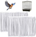 2 Pcs Bird Cage Cover Universal Bird Cage Seed Catcher, Breathable Nylon Mesh Net Cover Adjustable Soft Airy Cages Net Stretchy Skirt for Round Square Cages