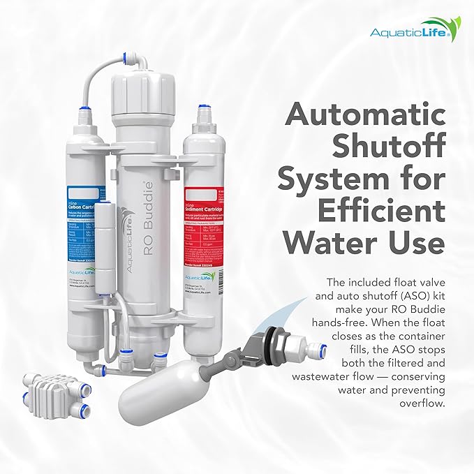 Aquatic Life RO Buddie 3-Stage Hydroponic Reverse Osmosis Water Filter System RO Filtration Unit, 75 GPD