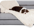 gogobunny Waterproof Dog Blanket for Couch & Furniture Protection - Super Soft Reversible Throw for Large Dogs & Cats, Calming Washable Fur & Sherpa Pet Blanket (33x77 Inch, Cream)