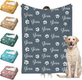 Personalized Paw Print Dog Blanket with Pet Name Face-Custom Puppy Blankets with Picture for Dogs-Customized Dog Memorial Throw Fleece Blanket-Loss of Pets Supplies Sympathy Gift for Bed Sofa Travel