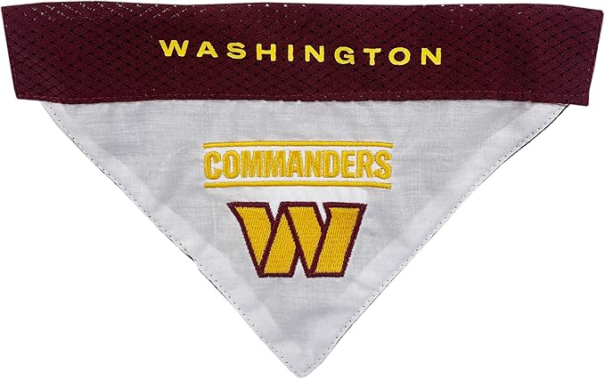 Pets First NFL Dog Bandana - Washington Commanders Reversible PET Bandana. 2 Sided Sports Bandana with a Premium Embroidery Team Logo, Small/Medium. - 2 Sizes & 32 NFL Teams Available (WAC-3217-S-M)