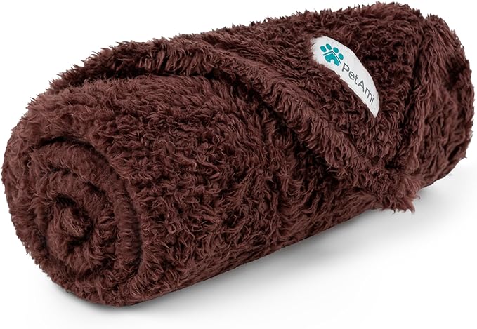 PetAmi Dog Blanket for Small Dogs Brown, Fluffy Soft Puppy Blanket, Sherpa Fleece Cat Blanket for Kitten Doggie, Calming Pet Blanket Throw for Couch Sofa Bed Washable, Small 24x32