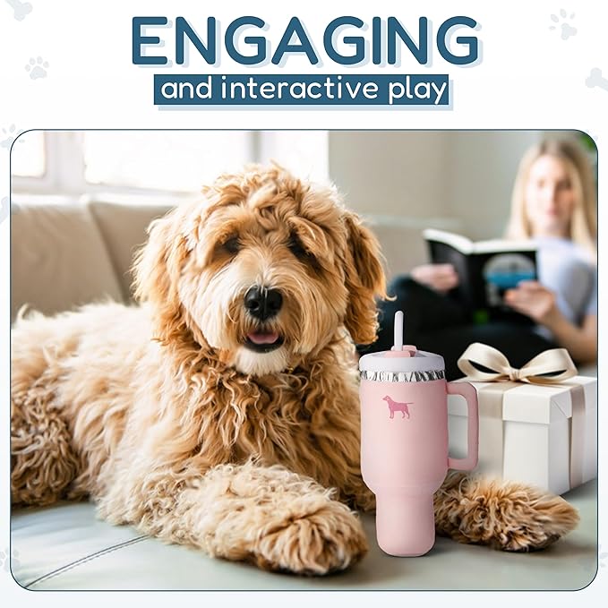 Pup Cup Tumbler Dog Toy – Cute Girl Dog Toy, Easter & Birthday Gift, Interactive Squeaker, Fun Puppy Present (Pink Peach Dust)