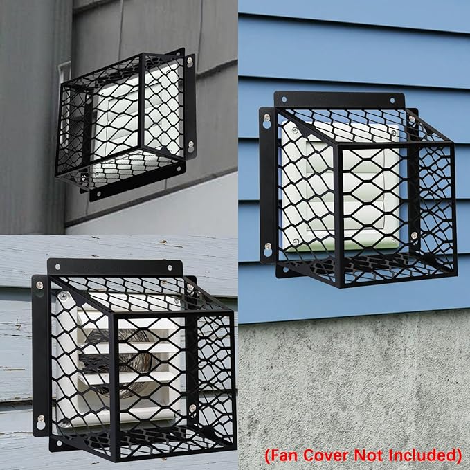 Dryer Vent Cover Guard,Dryer Vent Bird Guard Cagefor Most 3" to 4" Exhaust Fan Cover,7"Lx7"Wx5"H Steel Ventilation Bird Cage for Bathroom Exhaust Ventilation,Black,2PCS