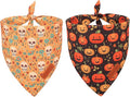 PTDECOR Halloween Dog Bandana, Skeleton Pumpkin Reversible Holiday Dog Scarf, Triangle Halloween Bandanas for Large X-Large Dogs (X-Large)