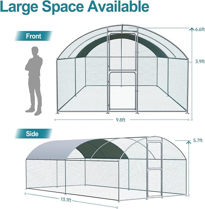 Large Chicken Coop, Chicken Coops for 20 Chickens, Chicken Runs for Yard with Water Poof & UV Resistance Cover, Dome Roof Chicken Coop Run with Double Lockable Doors for Outdoor Backyard