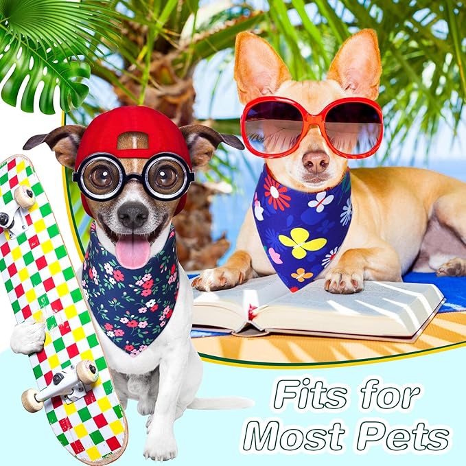 Silkfly 50 Pieces Spring Bandanas for Dog Bulk Adjustable Spring Triangle Scarf with Flower Floral Dog Bandanas Bibs Washable Pet Kerchief for Small Medium Large Pet Cat Costume Accessories Decoration