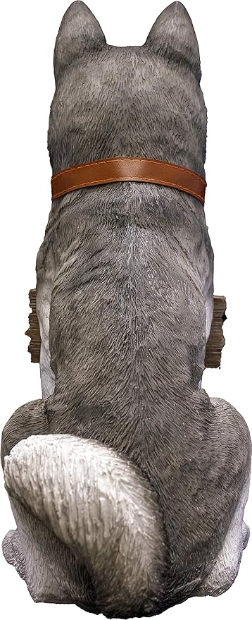 DWK Front Porch Dog Outdoor Welcome Sign Decorative Statue | Cute Dog Welcome Sign for Front Porch Standing | Decorative Garden Statues - Husky