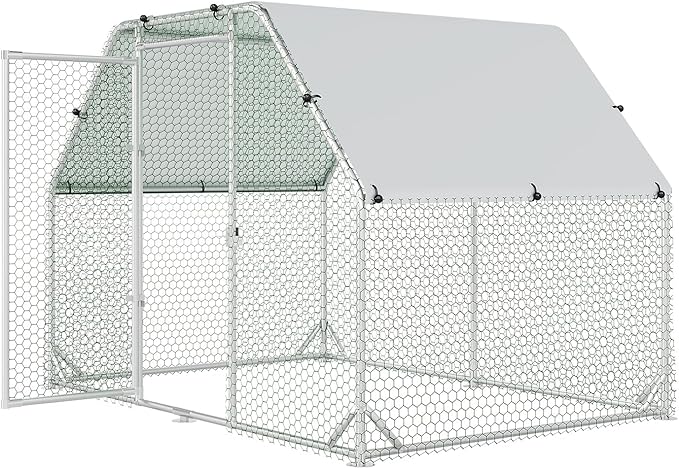 4ever2buy Chicken Runs for Yard with Cover, Large Metal Chicken Run Walk in Metal, Outside Dog Kennel with Roof, Flat Roofed Outdoor Kennel for Cats(9.2’Lx6.23’Wx6.4’H)