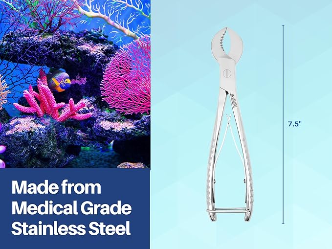 ARTMAN INSTRUMENTS Coral Cutters 7.5” Crescent Style Heavy Duty Stainless Steel Fragging Tool for Reef & Marine Aquariums, Precision Coral Trimmer for SPS & LPS Corals Medical Grade Stainless Steel