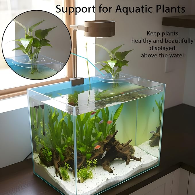 Aquarium Plant Holder for Rimless Fish Tank – 2 Pcs Corner Shelf for Fish Tank Top, Aquatic Plant Planter & Organizer for Aquatic Plants, Decor, and Accessories (White)