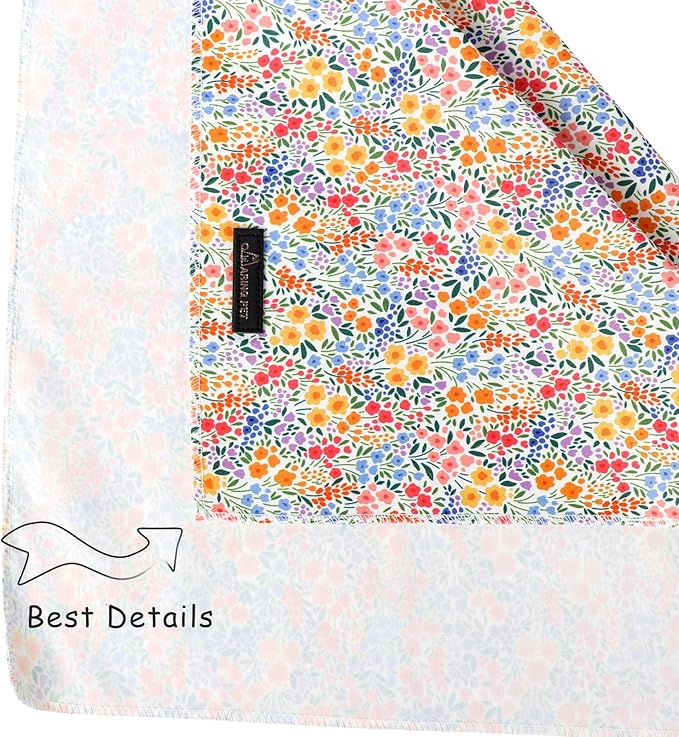 ARING PET Girl Dog Bandana, Spring Summer Daisy Floral Pet Bandana Scarf Triangle Bibs for Puppy Small Medium Large Dogs-S