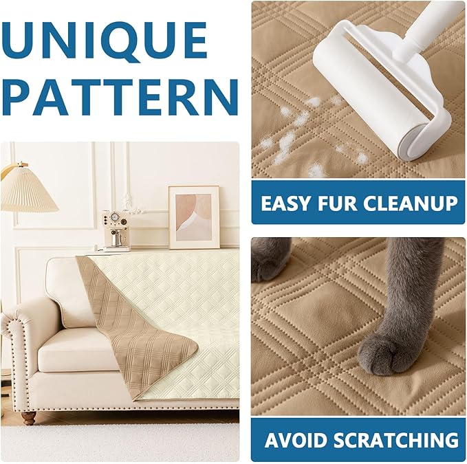 hyha Waterproof Dog Blanket, Reversible Pet Bed Blanket, Soft Sofa Couch Cover for Dogs Washable, Waterproof Pet Couch Covers for Sofa Puppy Cats Furniture Protector(52"x82", Camel/Beige)