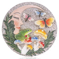 Garden Stepping Stones Outdoor, 9.8" Resin Frog Stepping Stone with Moon Butterfly Mushroom, Spring Decorative Round Walkway Gardening Gifts Home Decor for Outside Yard Pathway Patio Lawn