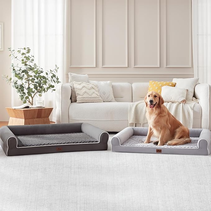 Large Dog Beds Large Sized Dogs 45x35x7 Inch, Orthopedic XXL XL Dog Bed for Medium Size Dogs, Big Waterproof Couch Sofa with Removable Washable Cover for Pet, Light Grey