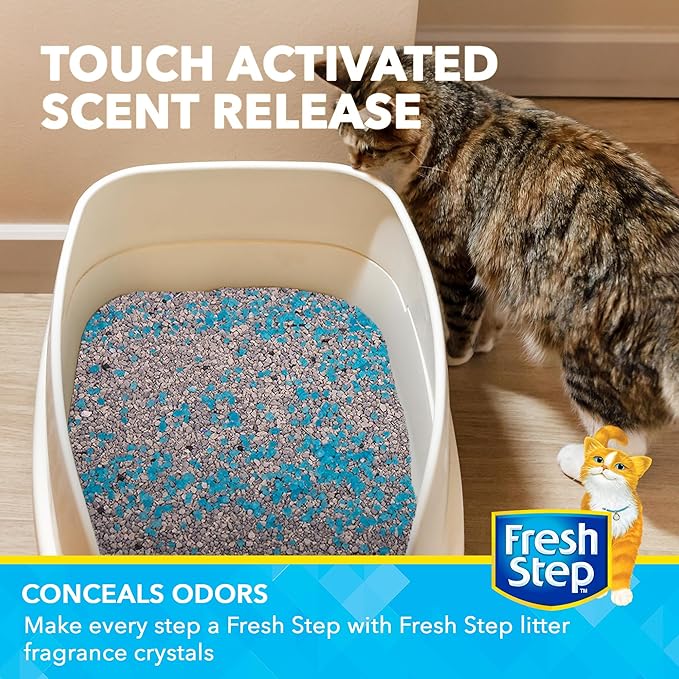 Fresh Step Cat Litter Crystals Deodorizer, Non Toxic Odor Neutralizing Crystals for Litter Boxes that Help Control Smells and Keep Home Areas Fresh, Fresh Scent, 30 Ounce