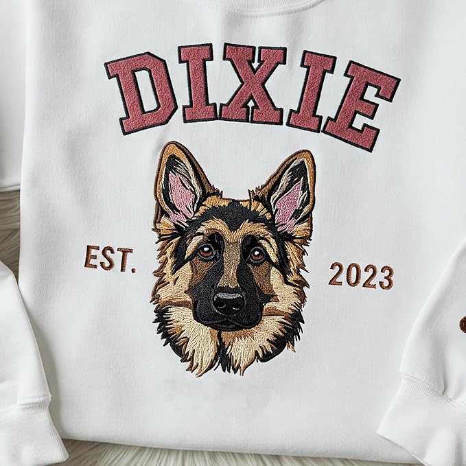 GODLOVER Custom Embroidered Dog Mom Sweatshirt and Hoodie, Line Art Dog Cat Image, Personalized Portrait Shirt, Custom Dogs Name On Sleeve, Dogs Mom Sweatshirts, Pet Lover Gifts, Sweatshirts For Women