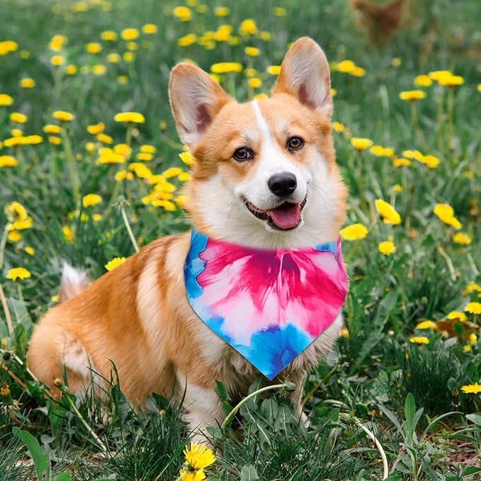 Sanwuta 120 Pcs Rainbow Tie Dye Dog Bandanas for Dogs Bulk Summer Triangle Dog Bandana for Grooming Washable Pet Scarves Adjustable Bibs Small and Medium Pets, 30 Styles