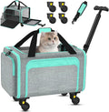 Rolling Pet Carrier with Detachable Wheels - 18x11x11 TSA Airline Approved for Southwest Delta United American, Soft Sided Expandable Travel Bag for Small Dogs & Cats up to 15Lbs, Fits Under Seat
