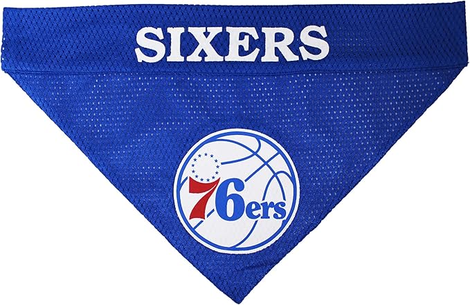 NBA Dog Bandana - Philadelphia 76ers Reversible Pet Bandana. 2 Sided Home & Away Sports Bandana with a PREMIUM Embroidery TEAM Logo, Small/Medium