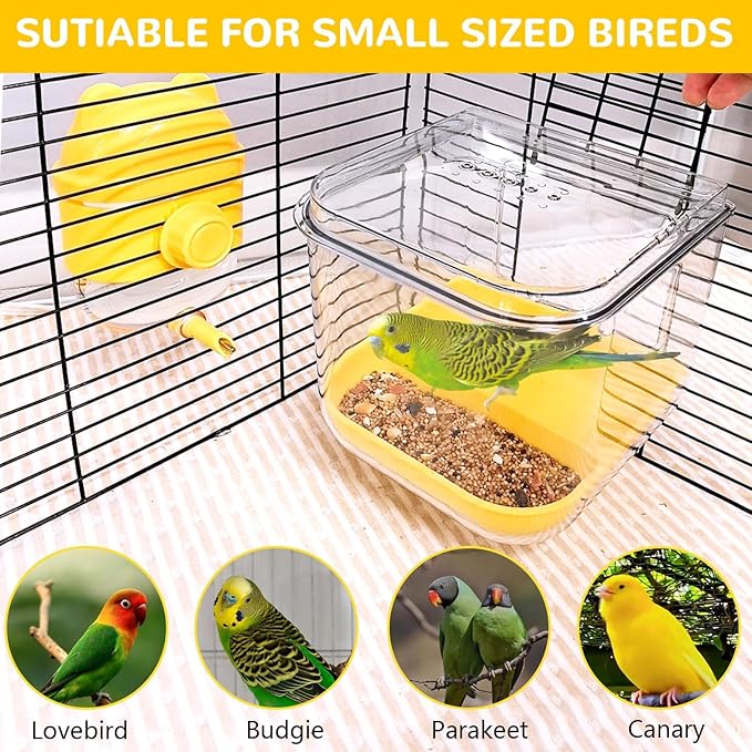 Bird Bath for Cage Bird Shower Bath Parrot Cage Feeder Cage Accessories with Parrot Water Dispenser for Budgie Parakeet Lovebird Cockatiel