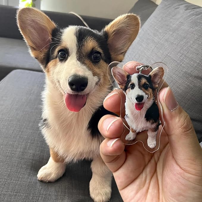 Custom Acrylic pet Keychain - Personalized Gift with Photo Engraved - Durable Dog Cat Lover Accessories