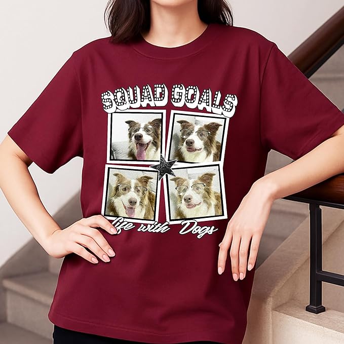 H-DEWALL Custom Shirts Custom Bootleg Rap Shirt for Him Custom Face Shirt with Photo Pet Custom Tees Gift for Dog Cat Lover