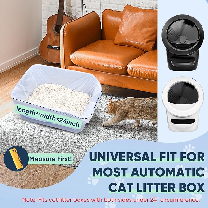 160 Count Cat Litter Box Liners Compatible with Litter Robot 3 & 4, Cat Litter Liners for Automatic Litter Box, 10-12 Gallon Heavy Duty Waste Bags with Drawstrings, 25.19" x 15.7"