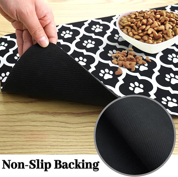 Dog Food Mat 16X24 Inch Pet Feeding Absorbent Mats for Floor Cat Water Bowl Placemats Non-Slip Washable Dog Mat for Food and Water
