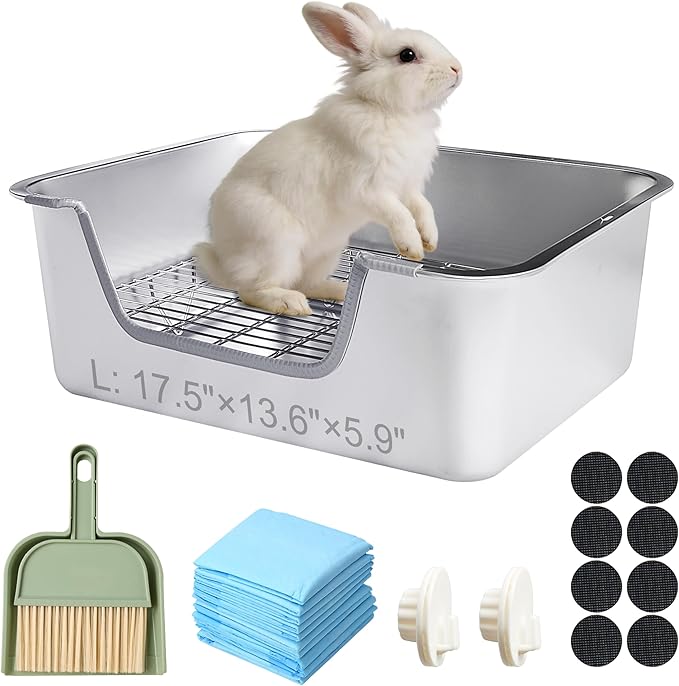 Stainless Steel Sifting Litter Box for Rabbit (L)