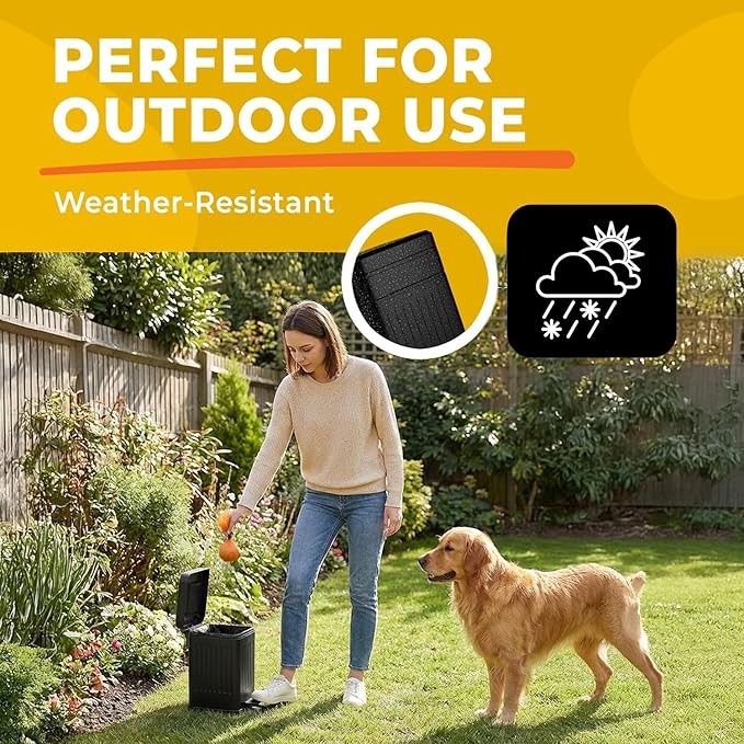 Small Dog Poop Trash Can Outside, 1.3 Gal Stainless Steel Dog Waste Trash Can, Waterproof Small Poop Bucket Outdoor with Lid, Poop Pail for Dogs, Dog Poop Bin Outdoor with Odor Control (Black)