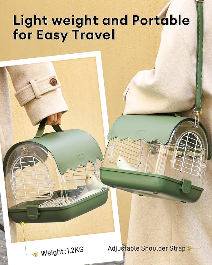 BUCATSTATE Bird Carrier Backpack with Shade Cover, Travel Bird Cage Bag Lightweight, Visible Window for Parrots, Small Cockatiels, Budgie and Other Similar Size Birds
