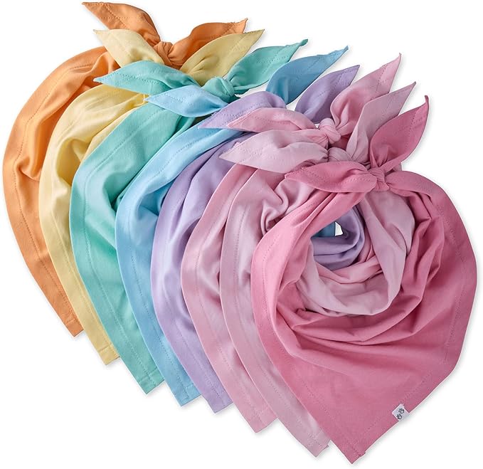 Bandit - The PET Bandana, 8 Pack 100% Organic Cotton Pet Bandanas Clothes for Small, Medium, Large Dogs, Rainbow Pink, Medium/X-Large