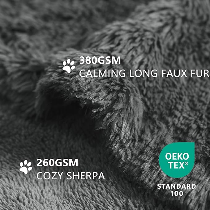 gogobunny Waterproof Dog Blanket for Couch & Furniture Protection - Super Soft Reversible Throw for Large Dogs & Cats, Calming Washable Fur & Sherpa Pet Blanket (50x60 Inch, Grey)