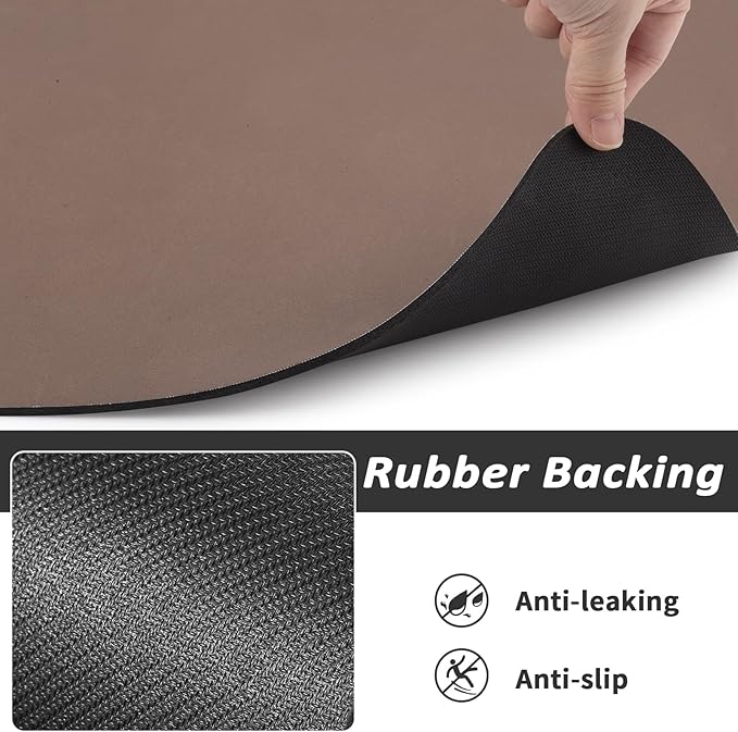 Dog Food Mat - Absorbent Cat Mat for Food and Water, No Stains Pet Feeding Bowl Mat, Easy to Clean Pet Placemats, Quick Dry Dog Water Dispenser Mat for Messy Drinkers | Paw Brown 18"x 28"