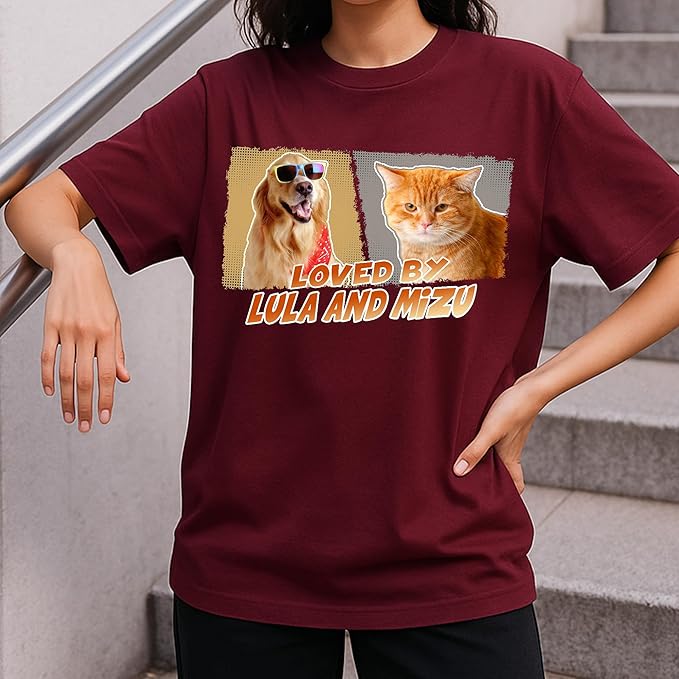 H-DEWALL Custom Shirts Custom Bootleg Rap Shirt for Him Custom Face Shirt with Photo Pet Custom Tees Gift for Dog Cat Lover