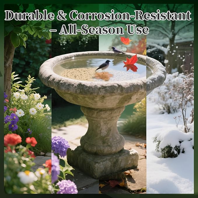 99.99% Pure Copper Bird Bath Disk, Triple-Point Support Design Lower Cleaning Frequency for Physical Safe Water Purify Outdoor Bird Bowls All-Season